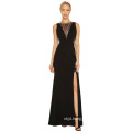 Sleeveless Evening Dress with V-Neck Collar Long Dress